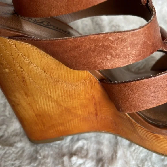 Lucky brand brown leather platform wedges 5 inch good used condition size 7.5 - Picture 5 of 8